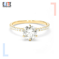 Anillo de Compromiso y Boda Gemnel de Oro de 14k con Banda de Diamantes de 1 Quilate para Mujer