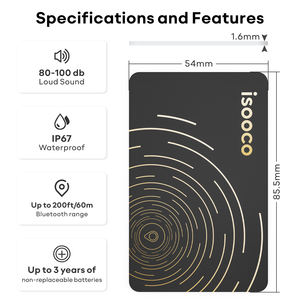ISOOCO I67 بطاقة مقاومة للماء للاستخدام الشخصي 4G محفظة أطفال FindMy IOS <span class=keywords><strong>GPS</strong></span> ملاحة بلاستيكية - Product Image 3