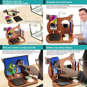 Solid Wood <b>Desktop</b> <b>Shelf</b> For Watches And Phones Multi Functional Charging Dock Creative Storage Organizer - Product Image 4