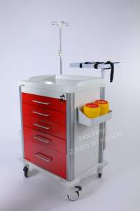 MT MEDICAL Chariot à médicaments d'anesthésie médicale d'urgence en ABS de haute capacité à 5 tiroirs pour patients - Product Image 4