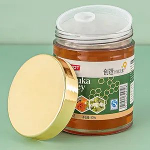Toples madu bulat plastik PET bening untuk royal jelly 250g 480g 500g 650g botol kemasan madu