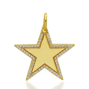 LOZRUNVE Vermeil Gold Star Necklace PendantまたはCharm Sterling Silver 925