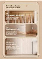 Armoire à une porte en bois massif, style crème moderne et simple, pour chambre à coucher, rangement combiné, toucher agréable, utilisation hôtelière, design pliable