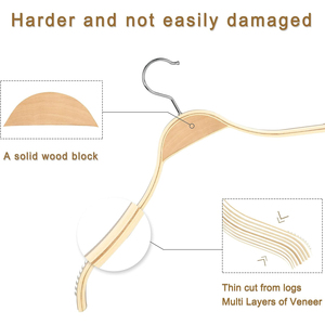 Thời trang cao cấp ván ép móc áo không có vai vết sưng nhiều lớp gỗ móc áo với thêm mềm không trượt cao su Grips - Product Image 3