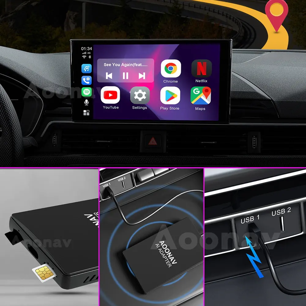 Multimedia Carplay Ai Doos Voor Jaguar Xe Xf Xj 2019-2020 Auto Radio Speler Smart Adpater Doos Draadloze Spiegel link Netflix Yotube
