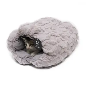 LS peppy buddies pet supplier new special design hot dog shape luxury plush wholesale customized cat cave pet bed for winter