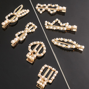 En gros La Mode vintage <span class=keywords><strong>strass</strong></span> perle <span class=keywords><strong>cheveux</strong></span> clips géométrie bec de canard épingle à <span class=keywords><strong>cheveux</strong></span> des femmes jeunes filles <span class=keywords><strong>cheveux</strong></span> accessoires - Product Image 3