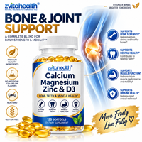 Complément Alimentaire en Capsules Molles de Calcium, Magnésium, Zinc et Vitamine D3 à Marque Blanche pour le Soutien Osseux et Articulaire et le Soutien Immunitaire des Adultes