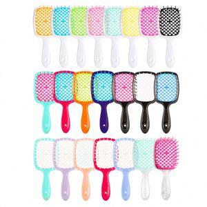 Free Sample Plastic Hollow Out Hair Comb Scalp Massage Hair <b>Brush</b> Wet and Dry Vent <b>Detangling</b> Curly Hairbrush - Product Image 1
