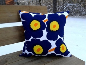 Floral Square <b>Cushion</b> Cover Nordic Style Blue Yellow Print Washable Home Decor - Product Image 2