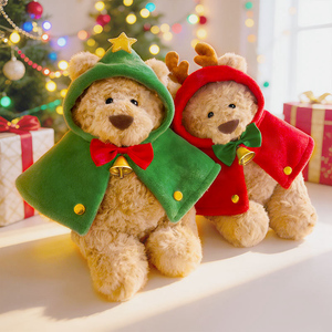 Peluche a Forma di Orso, Simpatico Cartone Animato Natalizio, Imbottito in Cotone PP, Regalo di Consolazione per Bambini - Product Image 4