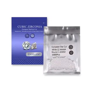 1-3mm white zircon 1000pcs/bag Wuzhou factory price CZ Wholesale Artificial round shape Zircon