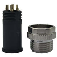 Connecteur circulaire industriel M12 série A, 4 broches, non blindé, mâle, montage sur panneau, 12 mm, droit, prise aviation, étanche IP67
