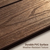 Dalles de terrasse durables en PVC carrées de 24 mm d'épaisseur, 141 mm de largeur, imperméables pour jardin, terrasse extérieure, projets de paysagisme