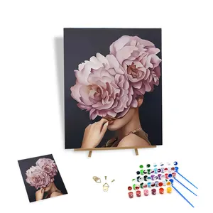 Groothandel Vulling Kleur Diy Easy Olieverf Canvas Kit Gigantische Bloemblad Bloemenkunst Foto Voor Slaapkamer