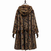 Mantel Kasual Wanita Motif Leopard Eksotis Ramah Lingkungan untuk Musim Dingin, Tahan Angin, Berkerudung, Saku Tempel Bulu, Lapisan Poliester