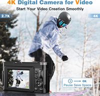 Kamera Digital 4K untuk Vlogging, Autofokus 48MP, Zoom 16X, Layar 3 Inci, 180 °   Flip Selfie, Webcam, dan Output HDMI untuk Live Streaming