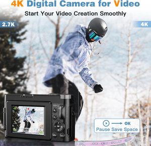 Cámara Digital <span class=keywords><strong>4K</strong></span> para Vlogging, 48MP con Autoenfoque, Zoom 16X, Pantalla de 3 Pulgadas, 180 °   Flip Selfie, Cámara Web y Salida HDMI para Transmisión en Vivo - Product Image 2