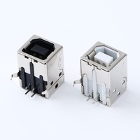 Conector USB Redondo de Latón Tipo B Hembra de 90 Grados Cuadrado de 12V para Soldadura en PCB, Conector Principal para Impresora de Datos HXSchip