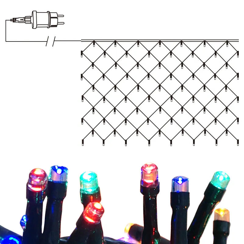 Hot sales outdoor 120L warm white Led net lights battery operated solar powered and adapter powered
