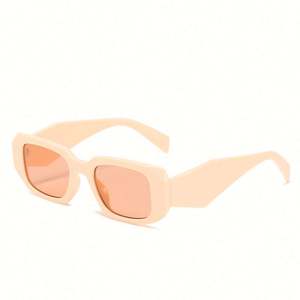Lunettes de soleil rétro tendance 2022, beige et noir, irrégulières, pour femmes, UV400, petite monture carrée - Product Image 5