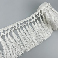 Tissu en dentelle à franges nouées noires pour ameublement, rideaux, bords de tapis et sangles