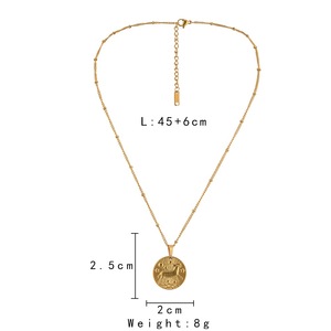 Collier <span class=keywords><strong>Horoscope</strong></span> Plaqué Or 18K Vintage <span class=keywords><strong>2023</strong></span>, Chaîne à Maillons en Acier Inoxydable Anti-Décoloration avec Pendentif Signe Astrologique, Bijoux Religieux Chrétiens - Product Image 6
