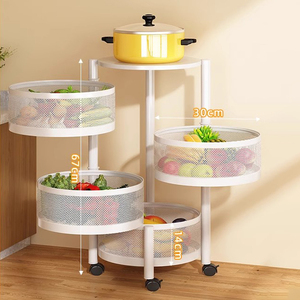 Offre Spéciale mobile cuisine légumes fruits cercle panier avec roues rotatif étagère de stockage des aliments - Product Image 2