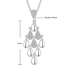 High End Jewelry Fine 925 Silver Pendant Necklace Water Drop Pendant Necklaces Charm Link Chains For Women Jewelry Ladies Party