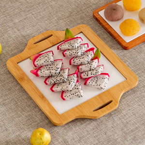 Plateau de service rectangulaire en bambou et bois, style chinois moderne, pour thé, nourriture, pain, fruits - Product Image 2