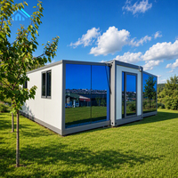 Casa Contenedor de Acero Expandible Moderna de Lujo de 20-40 pies con Pared de Cristal Panorámica, Villa Modular Prefabricada para Resort Panorámico o Almacén