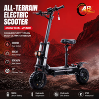 Trottinette électrique 6000W, entrepôt UE, vitesse rapide, batterie 60V 38Ah, autonomie 100km, pneu tubeless 11 pouces, double frein hydraulique