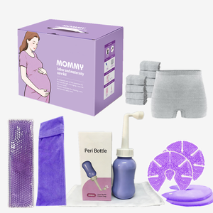 Kit Esencial Posparto, Ropa Interior Desechable de Algodón Ecológico, Botella de Lavado Perineal, Almohadillas de Gel para Senos, Almohadillas Perineales - Product Image 1