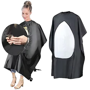 Cape de barbier confortable en polyester avec logo personnalisé, <span class=keywords><strong>fenêtre</strong></span> de visualisation transparente, imperméable, <span class=keywords><strong>tablier</strong></span> pour salon de coiffure - Product Image 1
