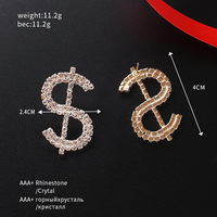 Boucles d'oreilles pendantes de luxe personnalisées, style mode, avec motif dollar en cristal et strass, effet bling, signe de monnaie, pour un look affirmé