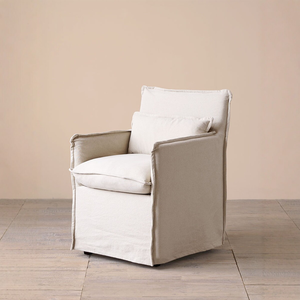 Fauteuils, chaises de salle à manger, canapés et meubles lavables en tissu de <span class=keywords><strong>lin</strong></span> <span class=keywords><strong>blanc</strong></span> crème de style <span class=keywords><strong>japonais</strong></span> moderne nordique - Product Image 1