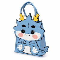 Sac cadeau en feutre motif dragon de dessin animé mignon, sac fourre-tout réutilisable pour baby shower, fête d'anniversaire, idéal pour emballer des souvenirs et des cadeaux
