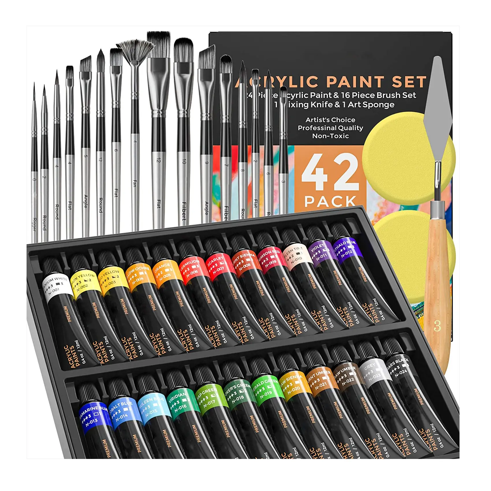 24 Kleur Verf Art Set Schilderen Met Borstel, canvas En Dus Op Acryl Verf Art Set Voor Volwassen En Kinderen