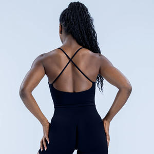 High Elasticity Spaghetti Strap Yoga <b>Sports</b> <b>Bra</b> for Women Four-Way Stretch Medium Support Seamless Design Breathable Front Logo - Product Image 5