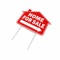 Panneau de jardin en Coroplast imperméable avec logo personnalisé en forme de maison, avec piquet de fixation au sol, installation facile, plaque de pelouse pour agence immobilière extérieure