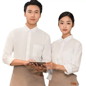 Hotel cocina café <span class=keywords><strong>Bar</strong></span> Oxford algodón poliéster logotipo personalizado camisa de manga larga restaurante Catering personal camarero camarera uniforme - Product Image 5