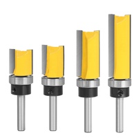 Vástago de 6mm, cuchillas de carburo de 3 dientes, patrón de carpintería, brocas de enrutador de recorte al ras, fresa con rodamiento para corte de madera