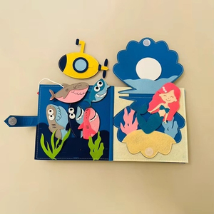 Nouveau design Montessori : Livre sensoriel en feutre sur le monde sous-marin, livre d'activités en feutre doux pour tout-petits, tableau d'activités en feutre pour apprendre <span class=keywords><strong>les</strong></span> compétences de base - Product Image 2