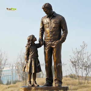 Statua Personalizzata in Bronzo YouFine di Padre <span class=keywords><strong>e</strong></span> Figlio a Grandezza Naturale, Scultura Commemorativa per Giardino Esterno - Product Image 3
