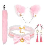 Ensemble de sept pièces de jouets sexuels SM, bandeau queue de chat, accessoire interactif pour la flirt féminin, plug anal pour adultes