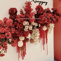 Dekorasi Kamar Pengantin Bernuansa Merah, Mawar Sutra Bertema Merah, Gaya Cina, Dekorasi Pesta Pertunangan, Dekorasi Kamar Pengantin, Terinspirasi Musim Gugur