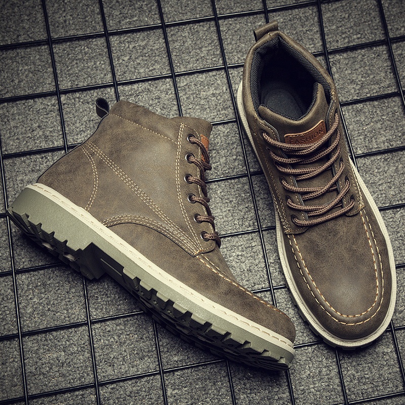 Высококачественная зимняя кожаная обувь, Нескользящие ботинки для отдыха, мужские ретро кроссовки на шнуровке, мужская повседневная обувь, мужские ботильоны