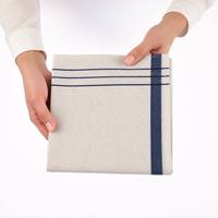 Serviette en tissu gaufré avec rayures bleu marine, serviette de table en nid d'abeille blanc cassé pour hôtel, restaurant, café, taille personnalisée