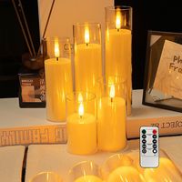 Bougies LED électriques en forme de pilier, couleur ivoire, à piles, pour centre de table, décoration pour mariage, anniversaire, Noël, Pâques, Diwali, fêtes
