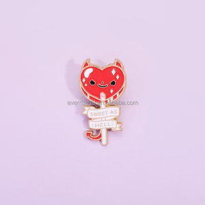 Devil Heart Quirky Hell Candy Design Lollipop Pin Broche de aleación único para accesorios de atuendo Artesanía de metal - Product Image 2